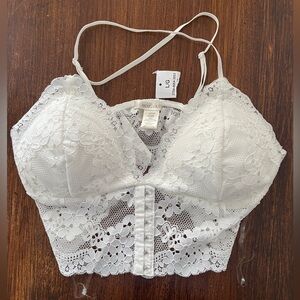 NWT Bozzolo White Lace Bralette Crop Top L